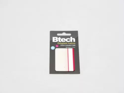 Btech öntapadó piros fejlécű matrica