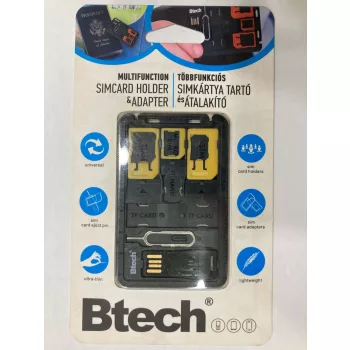 Btech BSH-8010 SIM kártya tartó és adapter, sárga