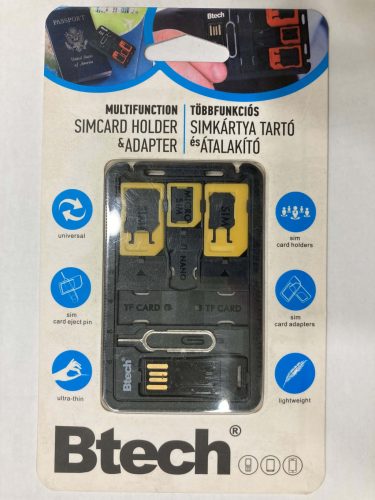 Btech BSH-8010 SIM kártya tartó és adapter, sárga