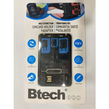 Btech BSH-8020 SIM kártya tartó és adapter, kék