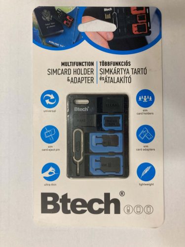 Btech BSH-8050 SIM kártya tartó és adapter, kék