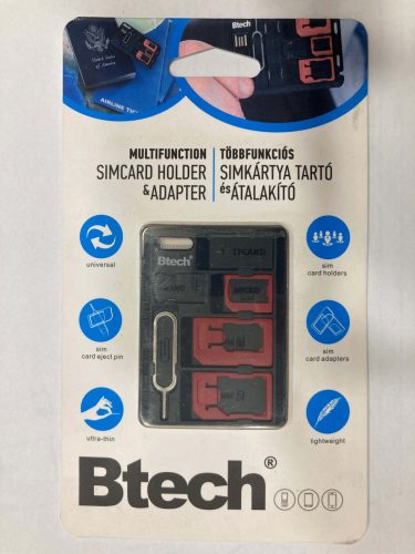 Btech BSH-8060 SIM kártya tartó és adapter, piros
