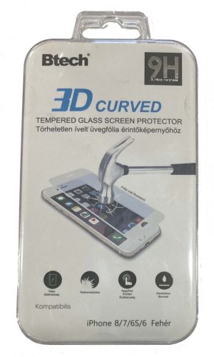 iPhone 6/6S/7/8 3D ívelt üvegfólia fehér