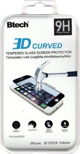iPhone 6/6S/7/8 3D ívelt fekete kijelzővédő fólia