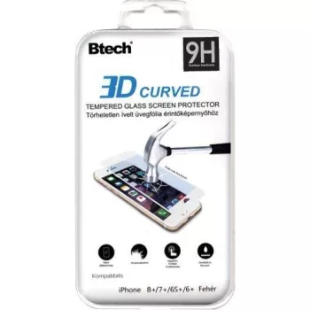 iPhone 6+/6S+/7+/8+ 3D ívelt üvegfólia fehér