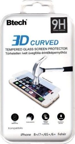 iPhone 6+/6S+/7+/8+ 3D ívelt üvegfólia fehér