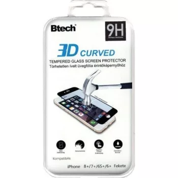 iPhone 6+/6S+/7+/8+ 3D ívelt üvegfólia fekete