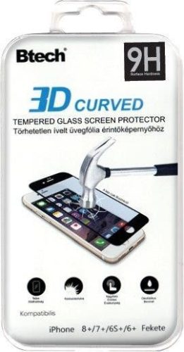 iPhone 6+/6S+/7+/8+ 3D ívelt üvegfólia fekete