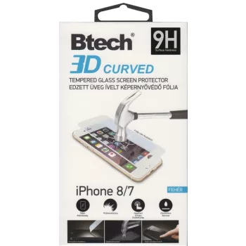Iphone 7/8 3D fehér kijelzővédő üvegfólia