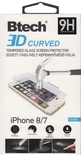 Iphone 7/8 3D fehér kijelzővédő üvegfólia