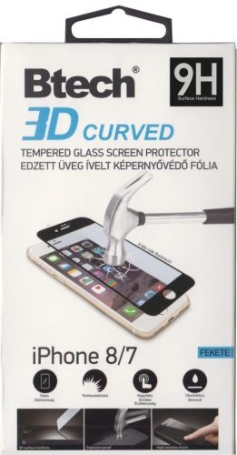 Iphone 7/8 3D fekete kijelzővédő üvegfólia