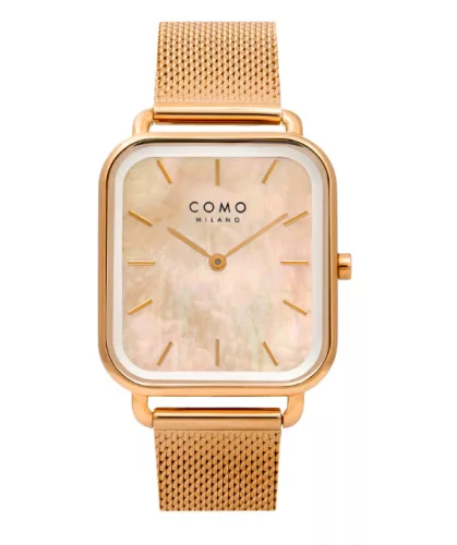 Como Milano Square női rózsaszín gyöngyház számlapos rosegold színű karóra