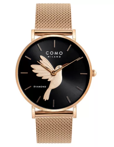 Como Milano Colibri női fekete számlapos rosegold színű karóra