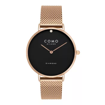 Como Milano Diamond női fekete számlapos rosegold színű karóra