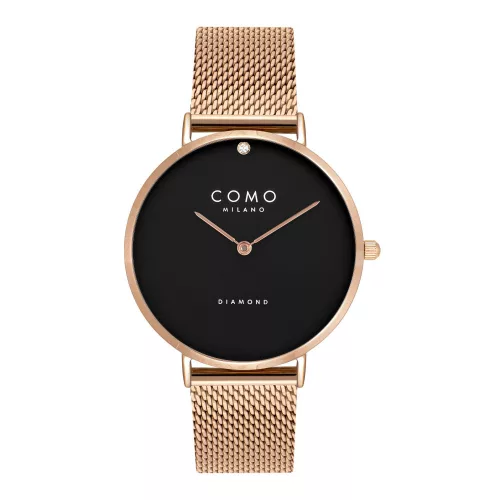 Como Milano Diamond női fekete számlapos rosegold színű karóra