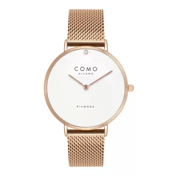 Como Milano Diamond női fehér számlapos rosegold színű karóra