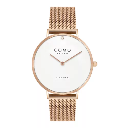 Como Milano Diamond női fehér számlapos rosegold színű karóra