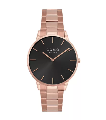 Como Milano New Casual női fekete számlapos rosegold színű karóra