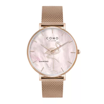 Como Milano Flamingo női rózsaszín gyöngyház számlapos rosegold színű karóra