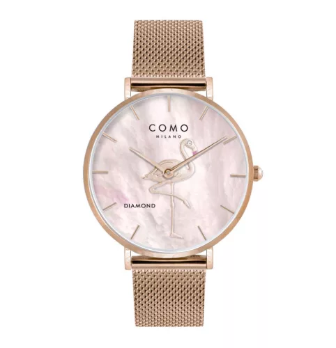 Como Milano Flamingo női rózsaszín gyöngyház számlapos rosegold színű karóra