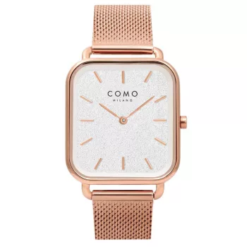 Como Milano Square női csillámos ezüst számlapos rosegold színű karóra