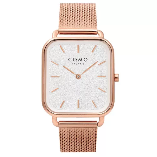 Como Milano Square női csillámos ezüst számlapos rosegold színű karóra
