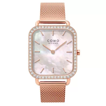 Como Milano Square női gyöngyház fehér számlapos rosegold színű karóra