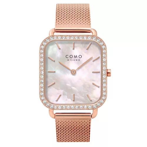 Como Milano Square női gyöngyház fehér számlapos rosegold színű karóra