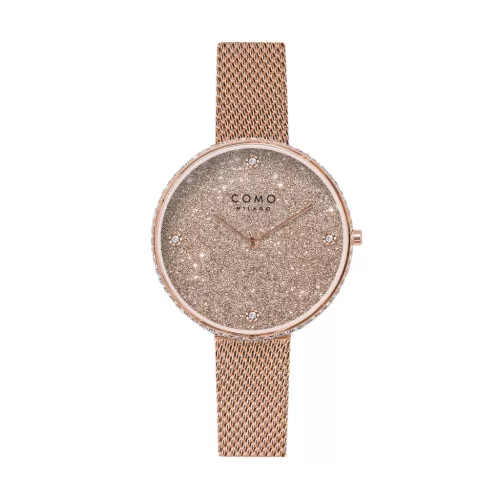 Como Milano Trendsetters női csillámos rosegold számlapos rosegold színű karóra