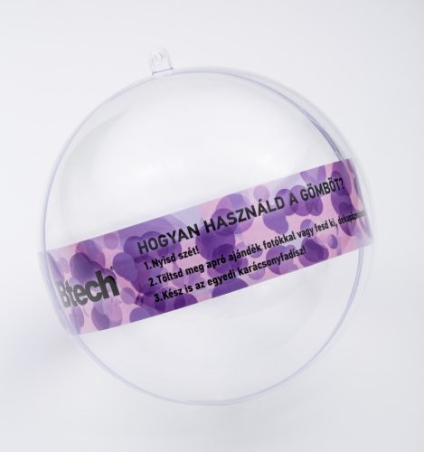 Btech ajándékrejtő műanyag dekor gömb, nagy (14 cm)