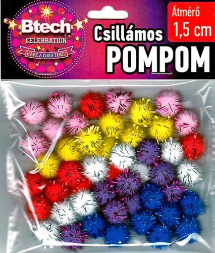 Btech csillámos pompom 1,5 cm