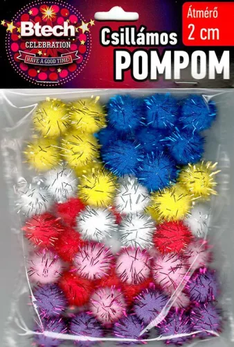 Btech csillámos pompom 50 db 2 cm