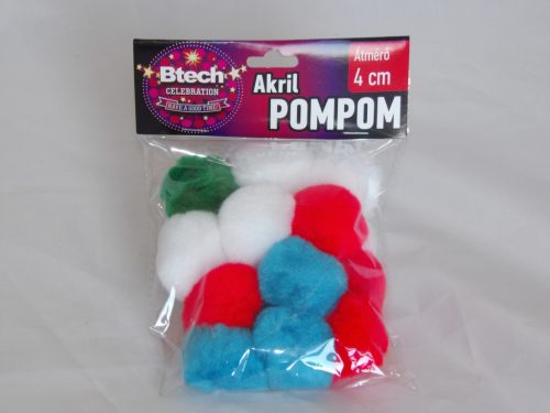 Btech akril pompom 15 db 4 cm